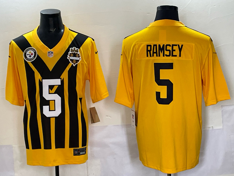 Men Pittsburgh Steelers #5 Ramsey Yellow Retro 2025 Nike Limited NFL Jersey style 0013